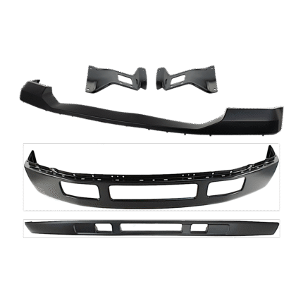 Replacement 5-Piece Kit, Front Bumper, For Models Without Fender Flare Holes, Painted Black, Includes (1) Bumper, (2) Bumper Bracket, (1) Bumper Cover, and (1) Valance