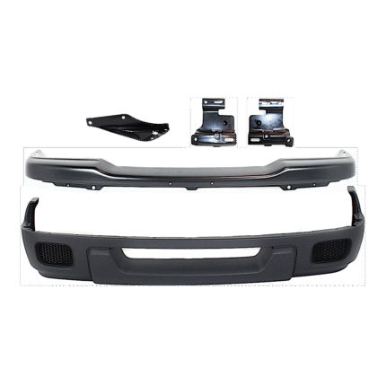 Replacement 5-Piece Kit, Front Bumper, Four Wheel Drive, Painted Black, Includes (1) Bumper, (3) Bumper Bracket, and (1) Valance
