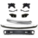 Replacement 9-Piece Kit Front Bumper, Chrome, Includes (1) Bumper, (6) Bumper Bracket, and (2) Valance