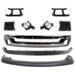 Replacement 9-Piece Kit, Front Bumper, Chrome, Includes (1) Bumper, (4) Bumper Bracket, (2) Fog Light, and (2) Valance