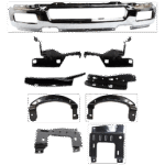 Replacement 9-Piece Kit Front Bumper, Chrome, Includes (1) Bumper and (8) Bumper Bracket