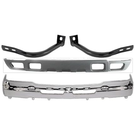 Replacement 4-Piece Kit, Front Bumper, Chrome, Includes (1) Bumper, (2) Bumper Bracket, and (1) Valance