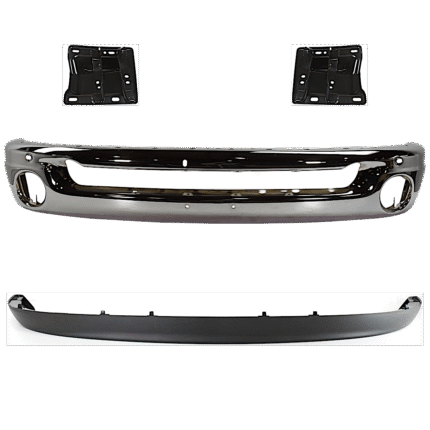 Replacement 4-Piece Kit, Front Bumper, Chrome, Includes (1) Bumper, (2) Bumper Bracket, and (1) Valance