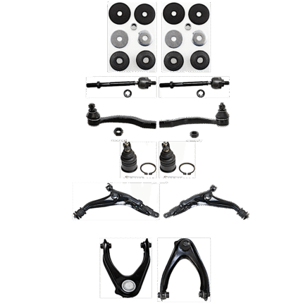 TrueDrive 12-Piece Kit Front, Driver and Passenger Side, Upper and Lower Control Arms, Includes (2) Ball Joint, (4) Control Arm, (2) Strut Mount Bushing, and (4) Tie Rod End