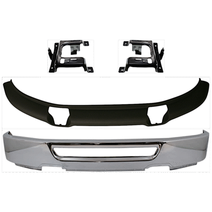Replacement 4-Piece Kit, Front Bumper, Four Wheel Drive, Chrome, Includes (1) Bumper, (2) Bumper Bracket, and (1) Valance