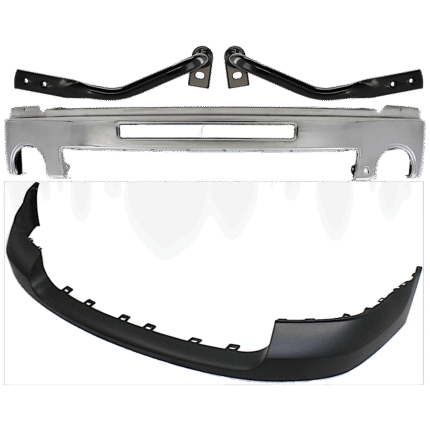 Replacement 4-Piece Kit, Front Bumper, Chrome, Includes (1) Bumper, (2) Bumper Bracket, and (1) Bumper Cover