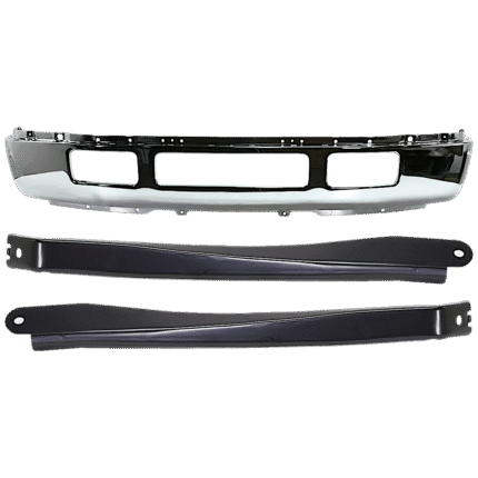 Replacement 3-Piece Kit, Front Bumper, For Models With Fender Flare Holes, Chrome, Includes (1) Bumper and (2) Bumper Bracket