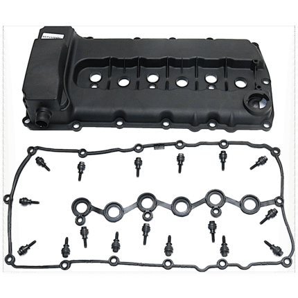 JC Whitney 9-Piece Kit Valve Cover, with Valve Cover Gasket, Spark Plug Tube Seals and Valve Cover Bolts, Includes (8) Ignition Coil and (1) Valve Cover