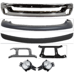 Replacement 7-Piece Kit, Front Bumper, Chrome, Includes (1) Bumper, (2) Bumper Bracket, (1) Bumper Trim, (2) Fog Light, and (1) Valance