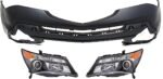 Replacement 3-Piece Kit Driver and Passenger Side HID/Xenon Headlight, Without bulb(s), For Models With Sport Package, OE Replacement, Includes (2) Headlight and (1) Bumper Cover