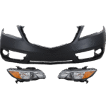 Replacement 3-Piece Kit Driver and Passenger Side Halogen Headlight, With bulb(s), OE Replacement, Includes (2) Headlight and (1) Bumper Cover