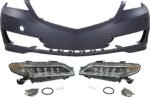 Replacement 3-Piece Kit Driver and Passenger Side LED Headlight, With bulb(s), OE Replacement, Includes (2) Headlight and (1) Bumper Cover