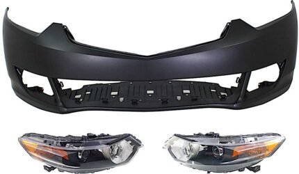 Replacement 3-Piece Kit Driver and Passenger Side HID/Xenon Headlight, Without bulb(s), Sedan, OE Replacement, CAPA Certified, Includes (2) Headlight and (1) Bumper Cover