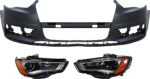 Replacement 3-Piece Kit Driver and Passenger Side HID/Xenon Headlight, Without bulb(s), For Models Without Headlight Washer and Parking Aid Sensor, OE Replacement, Includes (2) Headlight and (1) Bumper Cover