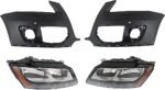 Replacement 4-Piece Kit Driver and Passenger Side Halogen Headlight, With bulb(s), OE Replacement, Includes (2) Headlight and (2) Bumper Cover