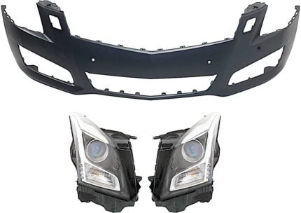 Replacement 3-Piece Kit, Driver and Passenger Side Halogen Headlight, With bulb(s), OE Replacement, Includes (2) Headlight and (1) Bumper Cover