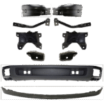 Replacement 10-Piece Kit, Front, Lower Valance, Air Deflector, Textured Black, w/o Tow Hook Holes, Includes Bumper Bracket And Bumper End