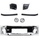 Replacement 7-Piece Kit, Front Bumper, Chrome, Includes (1) Bumper, (2) Bumper End, (2) Bumper Trim, and (2) Fog Light