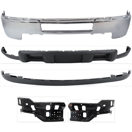 Replacement 5-Piece Kit, Front Bumper, Chrome, Includes (1) Bumper, (2) Bumper Bracket, and (2) Valance