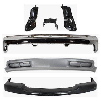 Replacement 6-Piece Kit, Front Bumper, Chrome, Includes (1) Bumper, (3) Bumper Bracket, (1) Bumper Trim, and (1) Valance