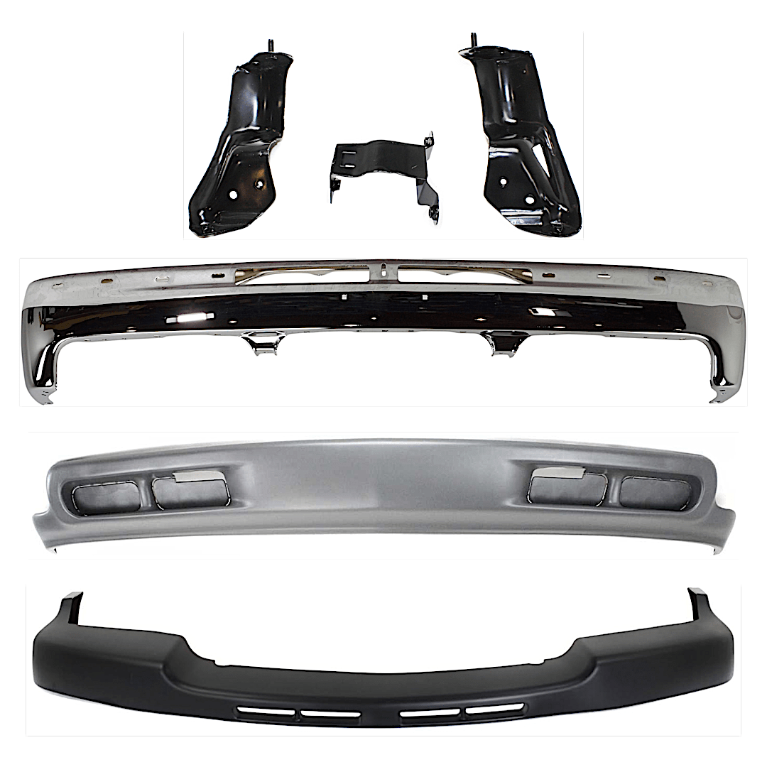 kit-072324-c358_1.png Replacement 6-Piece Kit, Front Bumper, Chrome, Includes (1) Bumper, (3) Bumper Bracket, (1) Bumper Trim, and (1) Valance - Image 1