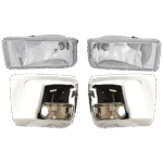 Replacement 4-Piece Kit Front, Driver and Passenger Side Bumper End, Chrome, Plastic, Includes (2) Bumper End and (2) Fog Light