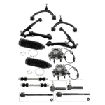 TrueDrive 14-Piece Kit Front, Driver and Passenger Side, Upper and Lower Control Arms, Includes (4) Control Arm, (2) Steering Rack Boot, (2) Sway Bar Link, (4) Tie Rod End, and (2) Wheel Hub