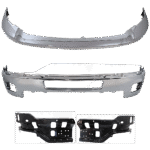 Replacement 4-Piece Kit, Front Bumper, Chrome, Includes (1) Bumper, (2) Bumper Bracket, and (1) Bumper Trim