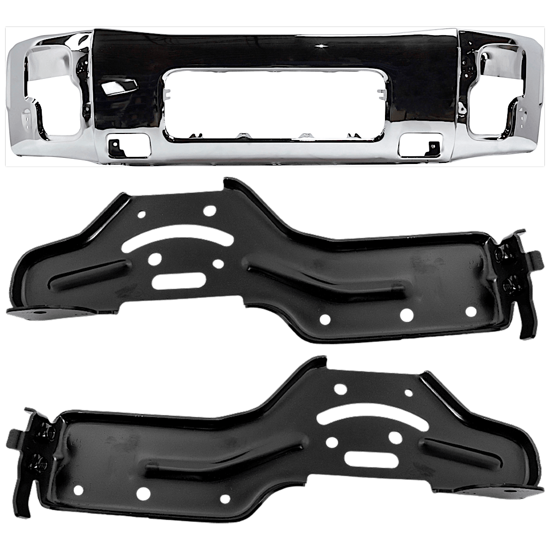 kit-072324-c548_1.png Replacement 3-Piece Kit, Front Bumper, Chrome, Includes (1) Bumper and (2) Bumper Bracket - Image 1
