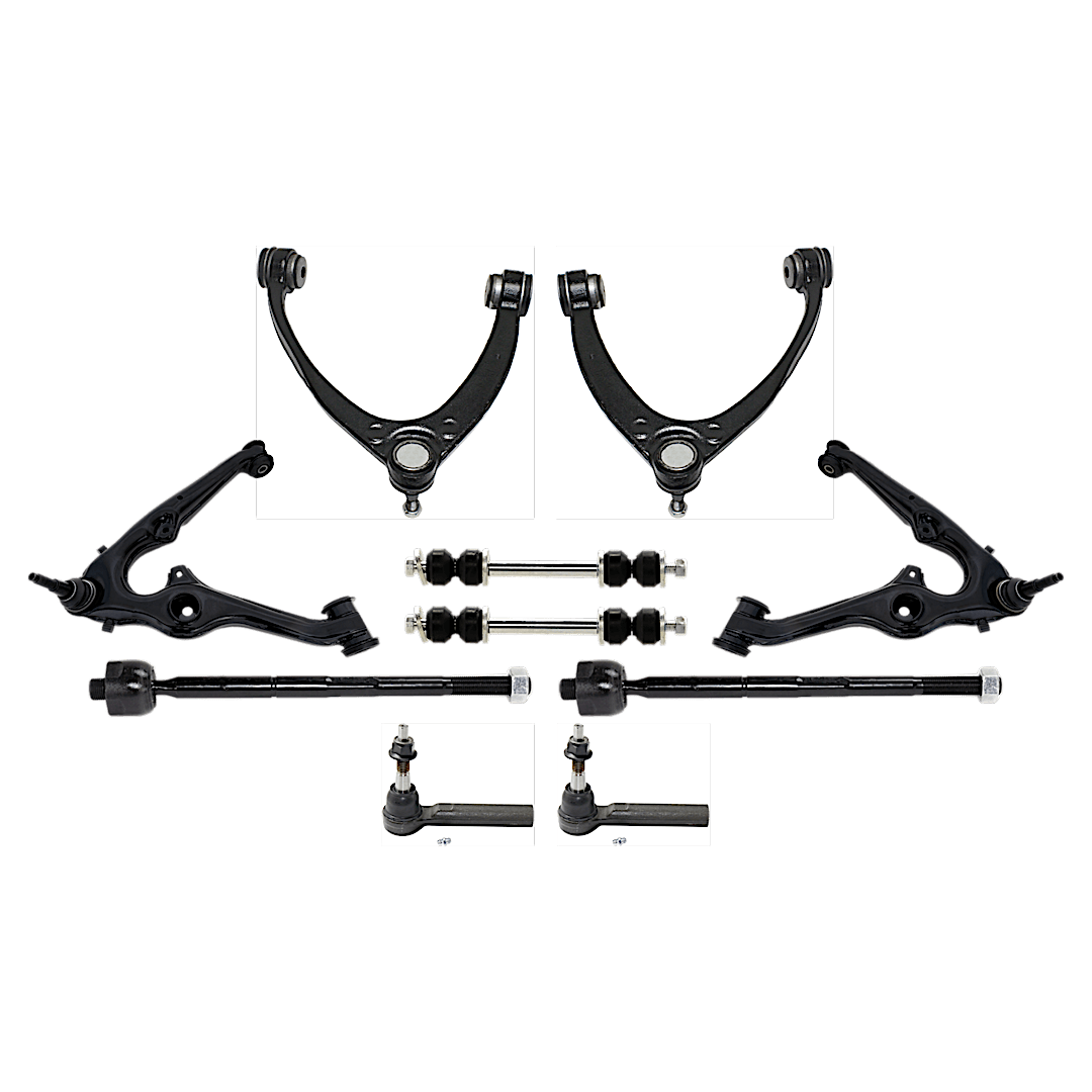 kit-072324-c82_1.png TrueDrive 10-Piece Kit Front, Driver and Passenger Side, Upper and Lower Control Arms, Includes (4) Control Arm, (2) Sway Bar Link, and (4) Tie Rod End - Image 1