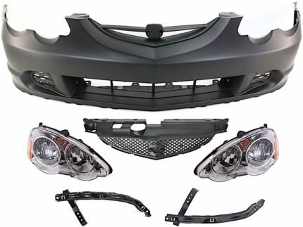 Replacement 6-Piece Kit, Front Primed Bumper Cover, Includes (2) Bumper Bracket, (1) Bumper Cover, (1) Grille, and (2) Headlight