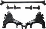 TrueDrive 7-Piece Kit Front, Driver and Passenger Side, Lower Control Arm Kit, Includes (1) Center Link, (2) Control Arm, and (4) Tie Rod End