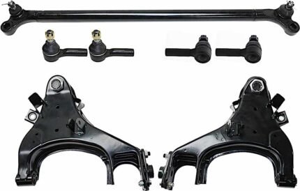 TrueDrive 7-Piece Kit Front, Driver and Passenger Side, Lower Control Arm Kit, Includes (1) Center Link, (2) Control Arm, and (4) Tie Rod End