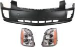 Replacement 3-Piece Kit, Driver and Passenger Side Halogen Headlight, With bulb(s), OE Replacement, Includes (1) Bumper Cover and (2) Headlight