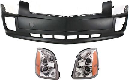 Replacement 3-Piece Kit, Driver and Passenger Side Halogen Headlight, With bulb(s), OE Replacement, Includes (1) Bumper Cover and (2) Headlight