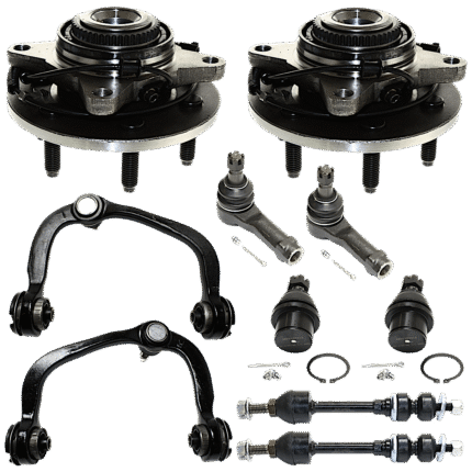 TrueDrive 10-Piece Kit Front Driver and Passenger Side, Upper and Lower, Outer Suspension Kit, Includes (2) Ball Joint, (2) Control Arm, (2) Sway Bar Link, (2) Tie Rod End, and (2) Wheel Hub