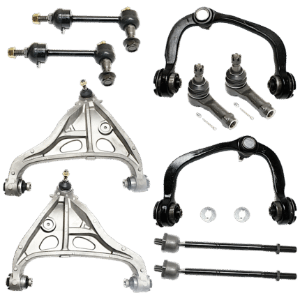 TrueDrive 10-Piece Kit Front, Driver and Passenger Side, Inner and Outer, Upper and Lower Suspension Kit, Includes (4) Control Arm, (2) Sway Bar Link, and (4) Tie Rod End