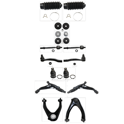 TrueDrive 14-Piece Kit, Front, Driver And Passenger Side Suspension Kit, Includes Ball Joint, Control Arm, Steering Rack Boot, Strut Mount Bushing, And Tie Rod End