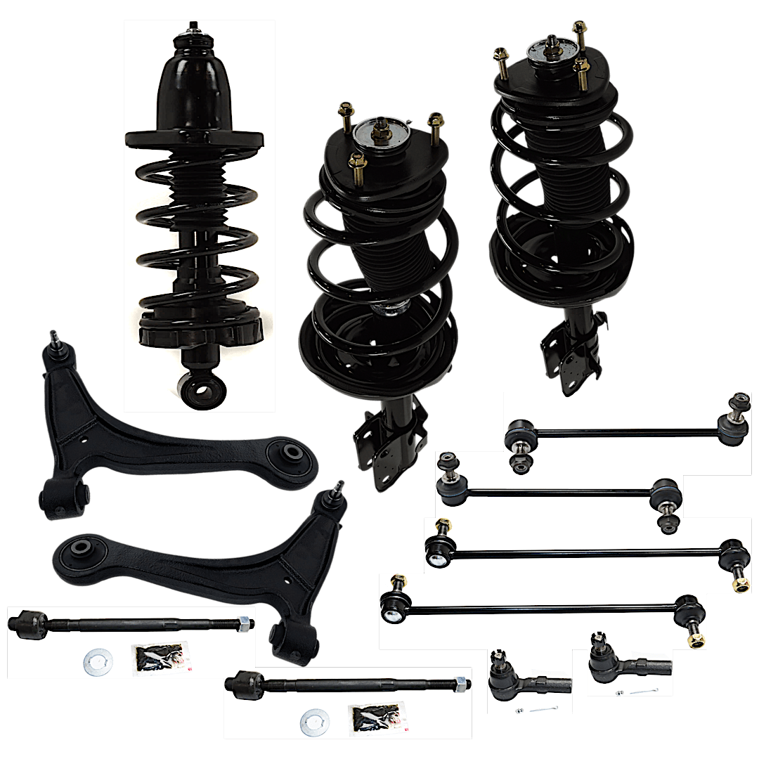 kit-072724-76_1.png TrueDrive 13-Piece Kit Front and Rear Suspension with Control Arm, Shock Absorber and Strut Assembly, Sway Bar Link, and Tie Rod End - Image 1