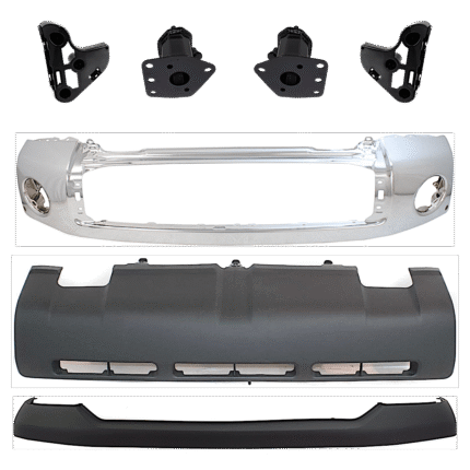 Replacement 7-Piece Kit, Bumper, Chrome, Includes (1) Bumper, (4) Bumper Bracket, (1) Bumper Cover, and (1) Valance