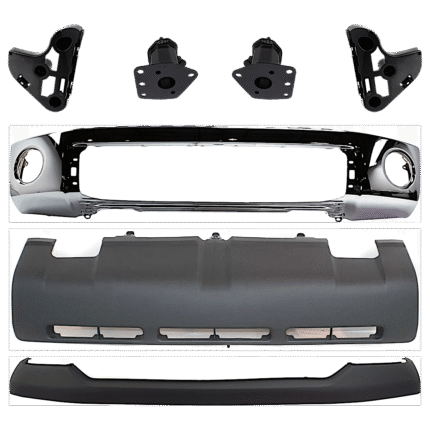 Replacement 7-Piece Kit, Bumper, Chrome, Includes (1) Bumper, (4) Bumper Bracket, (1) Bumper Cover, and (1) Valance