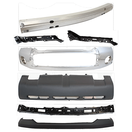 Replacement 7-Piece Kit, Bumper, Chrome, Includes (1) Bumper, (1) Bumper Cover, (1) Bumper Reinforcement, (3) Bumper Retainer, and (1) Valance