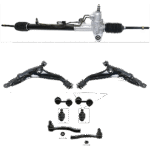 Replacement 9-Piece Kit Steering Rack, With Hydraulic, Adjustable Camber, Power,  Includes (2) Ball Joint, (2) Control Arm, (1) Steering Rack, (2) Sway Bar Link, and (2) Tie Rod End