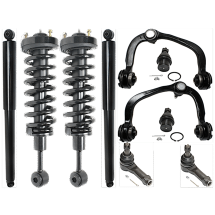 TrueDrive 10-Piece Kit Front and Rear, Driver and Passenger Side Shock and Fully Loaded Strut with Ball Joints, Control Arms, and Tie Rod Ends, AWD/4WD