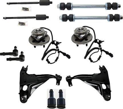 TrueDrive 12-Piece Kit Front, Driver and Passenger Side Control Arms, Includes (2) Ball Joint, (2) Control Arm, (2) Sway Bar Link, (4) Tie Rod End, and (2) Wheel Hub