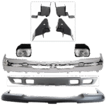 Replacement 9-Piece Kit, Bumper, Chrome, Includes (1) Bumper, (4) Bumper Bracket, (1) Bumper Cover, (2) Fog Light, and (1) Valance