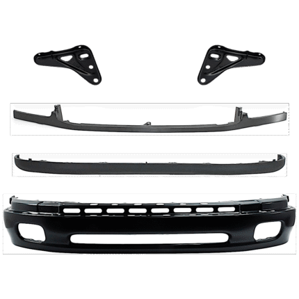 Replacement 6-Piece Kit, Front, Lower Bumper, Painted Black, Includes (1) Bumper, (2) Bumper Bracket, (1) Bumper Cover, (1) Bumper Trim, and (1) Valance