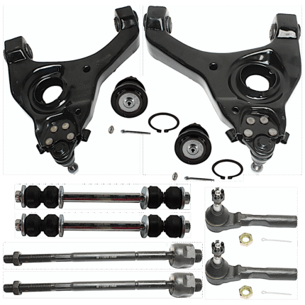 TrueDrive 10-Piece Kit Front, Driver and Passenger Side, Lower Control Arms, Includes (2) Ball Joint, (2) Control Arm, (2) Sway Bar Link, and (4) Tie Rod End