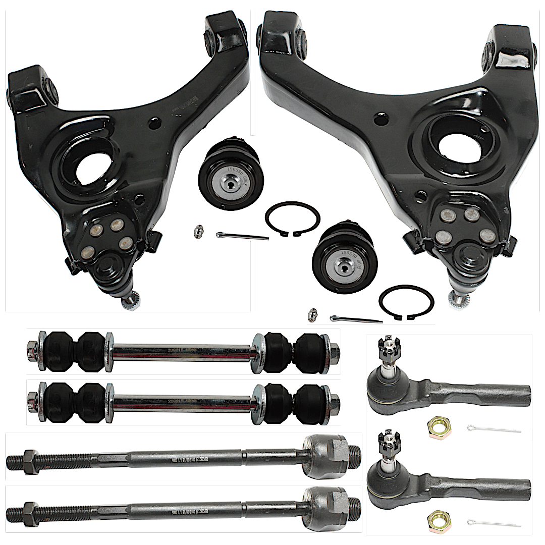 kit-072924-c1298_1.png TrueDrive 10-Piece Kit Front, Driver and Passenger Side, Lower Control Arms, Includes (2) Ball Joint, (2) Control Arm, (2) Sway Bar Link, and (4) Tie Rod End - Image 1
