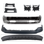Replacement 7-Piece Kit, Front, Lower Bumper, Chrome, Includes (1) Bumper, (2) Bumper Bracket, (1) Bumper Cover, (2) Bumper Trim, and (1) Valance